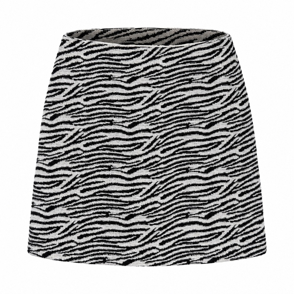 Karen Millen Zebra Print Jacquard Mini Skirt Black White A-Line Size 8 NEW